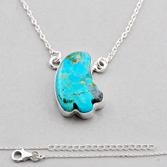 925 silver 12.58cts natural green  turquoise fancy shape necklace c35052