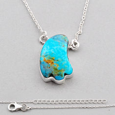925 silver 12.22cts natural green  turquoise fancy shape necklace c35053