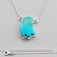 925 silver 12.98cts natural green  turquoise fancy shape necklace c35056