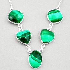 925 silver 33.68cts natural green malachite (pilot's stone) oval necklace t83396