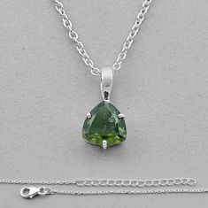 925 silver 2.78cts natural green moldavite (genuine czech) heart necklace n47665