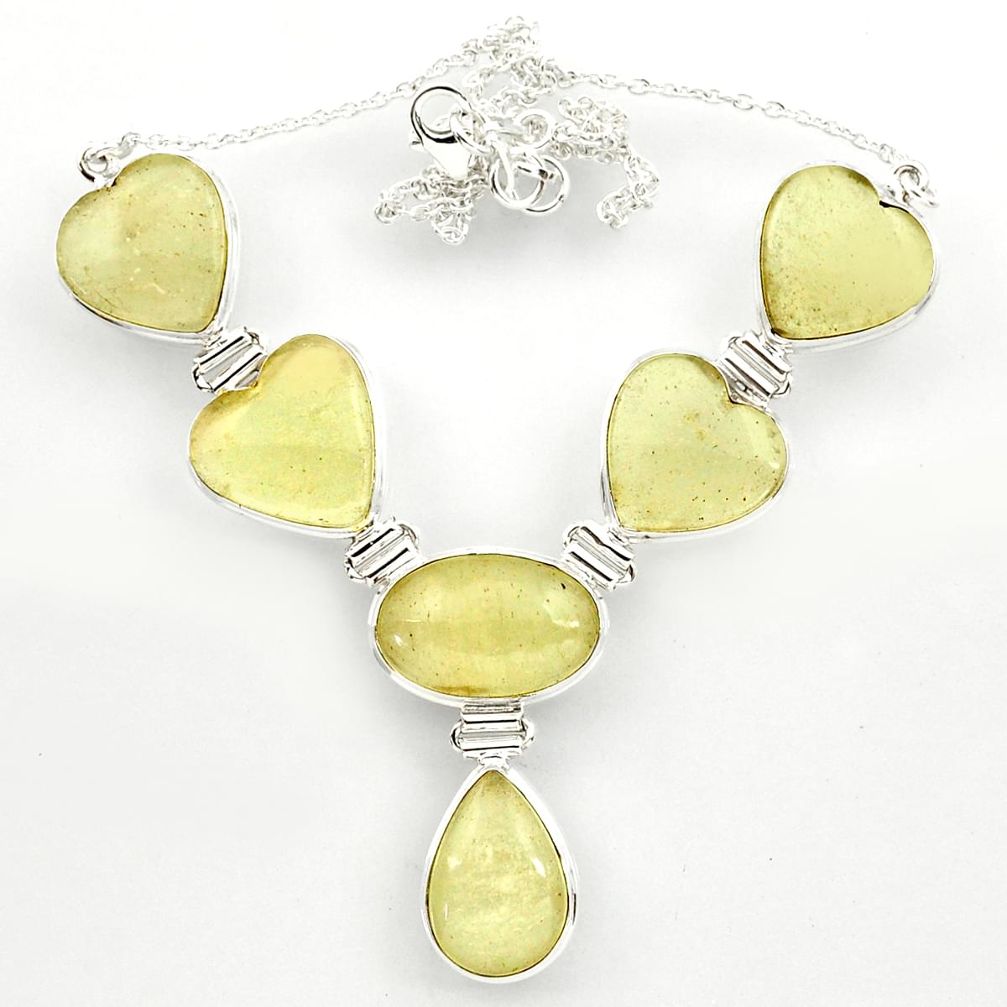 925 silver 76.30cts natural libyan desert glass (gold tektite) necklace r27513