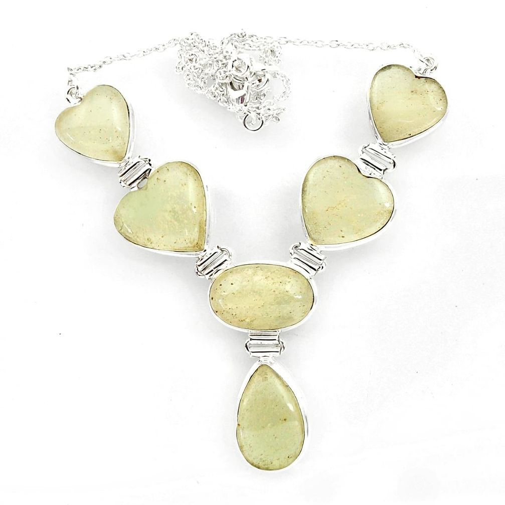 925 silver 76.30cts natural libyan desert glass (gold tektite) necklace r27517