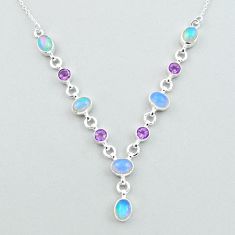 925 silver 16.07cts natural multi color ethiopian opal amethyst necklace u19388