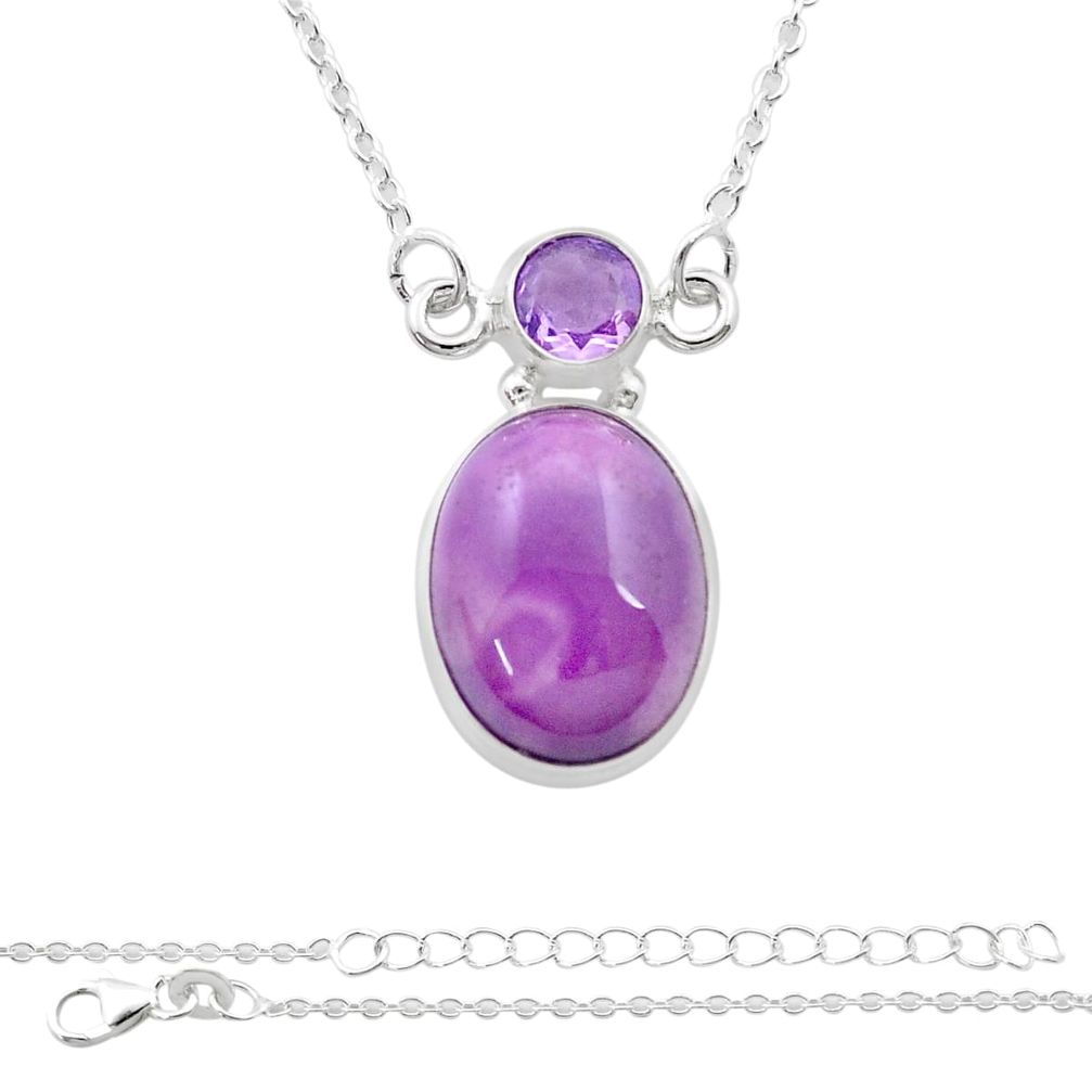 925 silver 11.17cts natural purple phosphosiderite amethyst necklace u46275