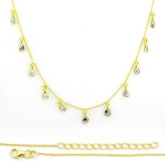 925 silver 3.37cts natural uncut diamond flat (polki) gold chain necklace u68875