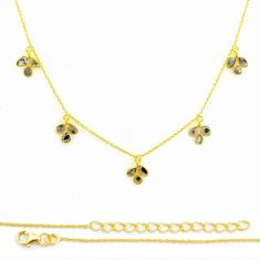925 silver 3.43cts natural uncut diamond flat (polki) gold chain necklace u68880