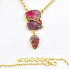 925 silver 14.47cts natural watermelon tourmaline gold necklace jewelry y24157