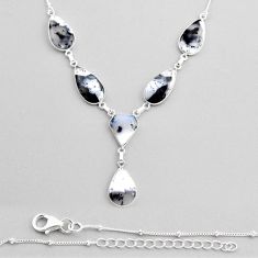 925 silver 42.73cts natural white dendrite opal (merlinite) pear necklace y82199