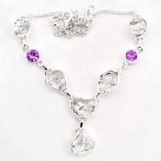 925 silver 45.67cts natural white herkimer diamond amethyst necklace t58986