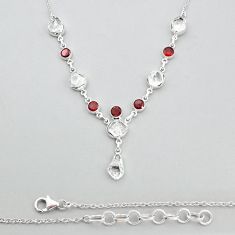 925 silver 56.30cts natural white herkimer diamond red garnet necklace u96816