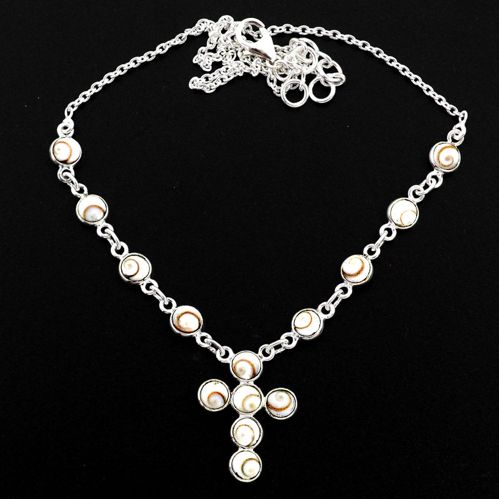 925 silver 11.28cts natural white shiva eye cross necklace jewelry r63584
