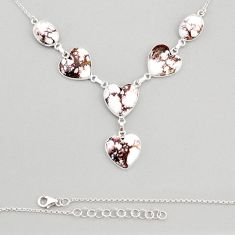 925 silver 44.49cts natural white wild horse magnesite heart necklace y72088