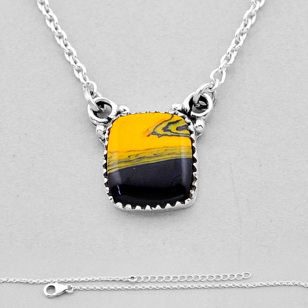 925 silver 6.68cts natural yellow bumble bee australian jasper necklace n53385
