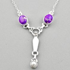 925 silver 6.58cts purple copper turquoise pearl spirit healer necklace t89199