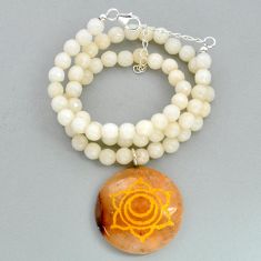 925 silver 157.36cts sacral chakra moonstone beads necklace u89558