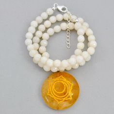 925 silver sacral chakra orange morganite opal beads necklace jewelry u89779