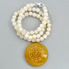925 silver solar plexus chakra chalcedony moonstone beads necklace u89560