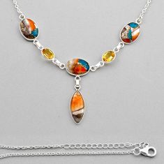 925 silver 22.57cts spiny oyster arizona turquoise oval citrine necklace y88200