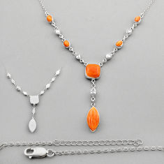925 silver 34.38cts spiny oyster arizona turquoise white crystal necklace c33679