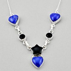 925 silver 21.06cts star fish natural onyx heart lapis lazuli necklace t95369