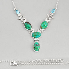 925 silver 26.59cts star natural green turquoise tibetan topaz necklace y81357