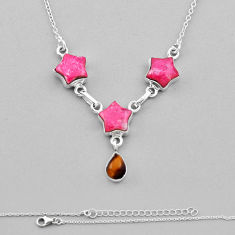 925 silver 12.39cts star natural thulite tiger's eye fancy shape necklace n37703