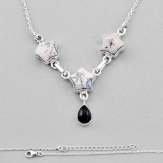 925 silver 14.59cts star natural white buffalo turquoise onyx necklace n37714