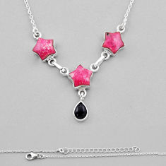 925 silver 14.44cts star thulite (unionite, pink zoisite) onyx necklace n37718