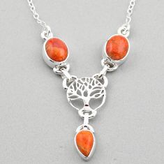 925 silver 6.91cts tree of life natural red sponge coral necklace jewelry t88609