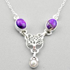 925 silver 6.73cts tree of life purple copper turquoise pearl necklace t88616