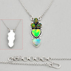 925 silver 10.65cts volcano aurora opal australian opal (lab) necklace c32800