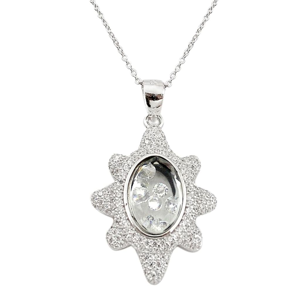 925 silver white cubic zirconia topaz moving stone necklace jewelry c22278