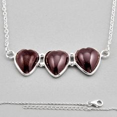 925 sterling silver 14.59cts 3 stone natural red garnet heart necklace y85264