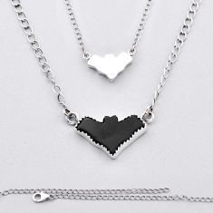 925 sterling silver 8.20cts back closed natural black onyx bat necklace n46127