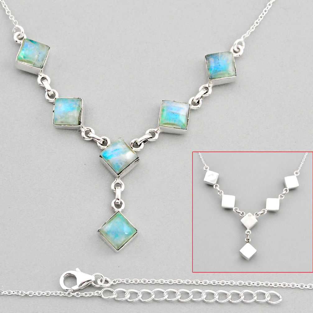 925 sterling silver 18.87cts back closed natural green moonstone necklace y82106