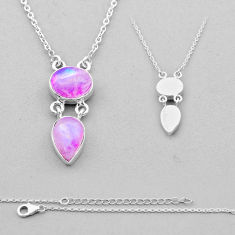 925 sterling silver 11.38cts back closed natural pink moonstone necklace n49120