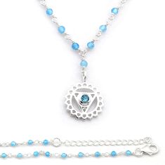 925 sterling silver 12.30cts blue topaz beads throat chakra necklace u65014