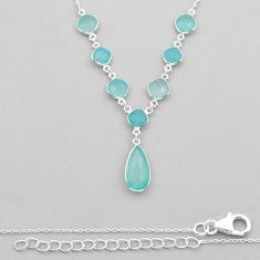 925 sterling silver 28.76cts checker cut natural aqua chalcedony necklace y20098