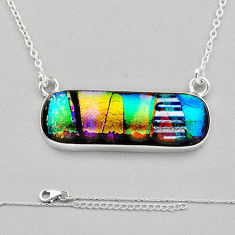 925 sterling silver 21.53cts color dichroic glass bar necklace jewelry n11740