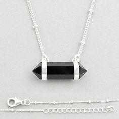925 sterling silver 7.66cts double pointer natural black onyx necklace u26570