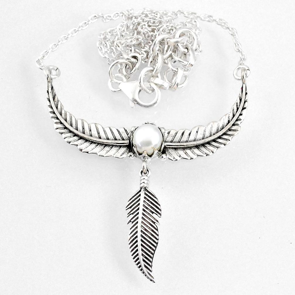 925 sterling silver 1.39cts dreamcatcher natural white pearl necklace r67839