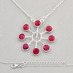 925 sterling silver 5.20cts faceted natural red ruby round shape necklace n8450
