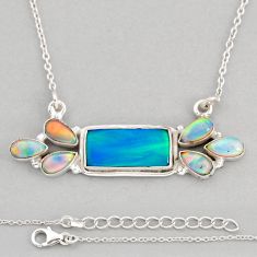 925 sterling silver 8.90cts fine volcano aurora opal necklace jewelry y80260
