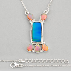 925 sterling silver 9.04cts fine volcano aurora opal necklace jewelry y80262