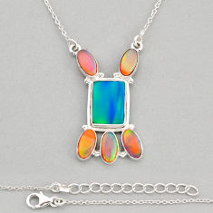 925 sterling silver 10.35cts fine volcano aurora opal necklace jewelry y80266