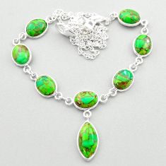 925 sterling silver 25.00cts green copper turquoise necklace jewelry t64531