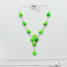925 sterling silver 20.33cts green copper turquoise necklace jewelry u11430