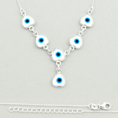 925 sterling silver 14.08cts heart blue evil eye talismans necklace u26397