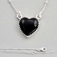 925 sterling silver 12.03cts heart natural black onyx necklace jewelry y82206